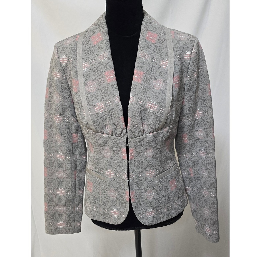 Vtg Y2K Bobo Zander Religion women M geometric print blazer jacket shawl collar